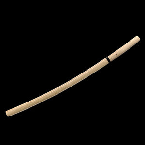 Katana artisanal japonais Shirasaya Clair de Lune en acier 1095 avec véritable hamon, lame forgée traditionnelle et finition minimaliste