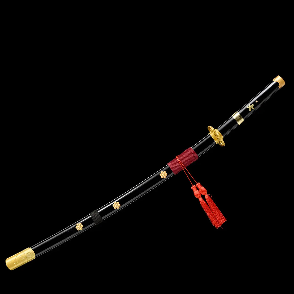 Katana japonais Enma Black, réplique One Piece pour collectionneurs, lame acier carbone 1045 et fourreau décoré.