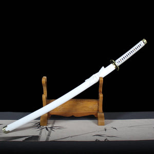 Katana japonais Wado Ichimonji de Roronoa Zoro avec fourreau blanc, réplique fidèle One Piece – Blade Bushido