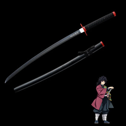 Sabre complet Tomioka Giyuu Nichirin Sombre inspiré de Demon Slayer, lame en acier carbone 1045, réplique haut de gamme.