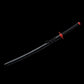 Katana japonais Tomioka Giyuu Nichirin Noir avec fourreau noir et garde rouge, sabre Demon Slayer pour cosplay et collection.