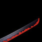 Pointe de la lame avec finition flamme rouge, katana Yoriichi Demon Slayer, acier carbone décoratif haut de gamme.