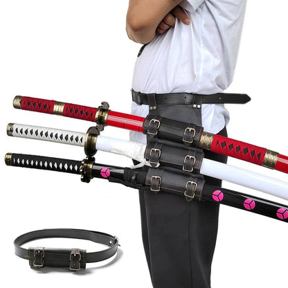 Ceinture porte katana en cuir avec les sabre de Roronoa zoro 